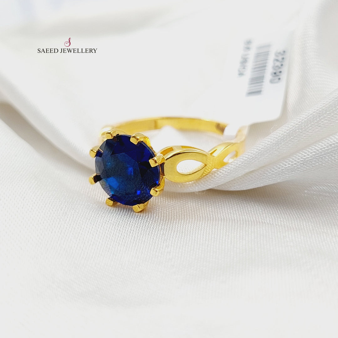 21K Gold Zircon Studded Crown Ring by Saeed Jewelry - Image 1