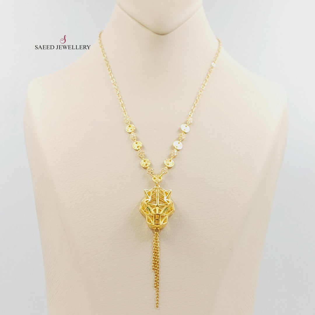 21K Gold Zircon Studded Tiger Necklace by Saeed Jewelry - Image 1