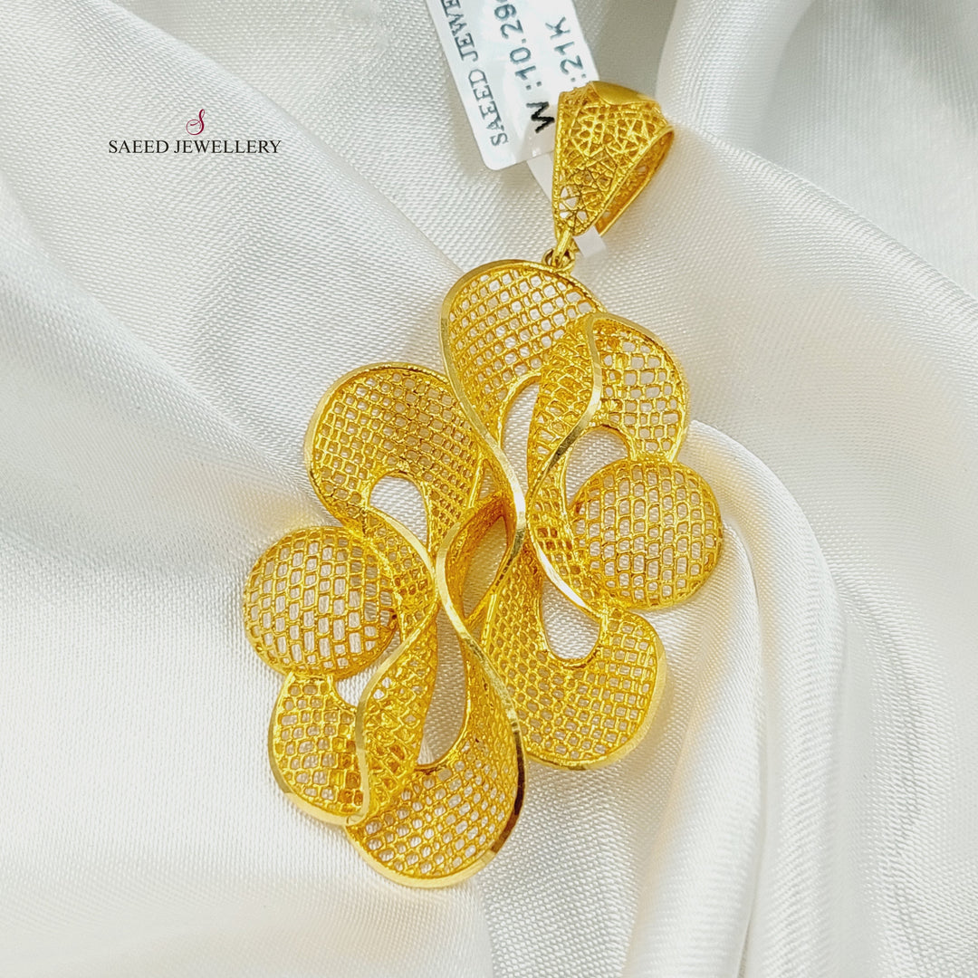 21K Gold Deluxe Rose Pendant by Saeed Jewelry - Image 4