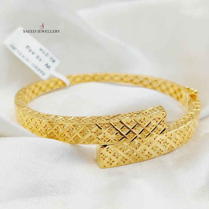 21K Gold Deluxe Engraved Bangle Bracelet by Saeed Jewelry - Image 2