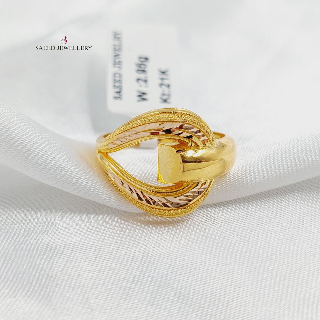 21K Gold Engraved Ring by Saeed Jewelry - Image 1