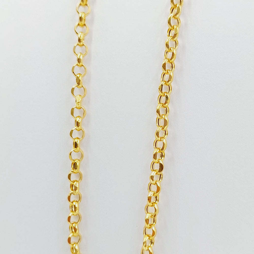 21K Gold 4mm Cable Link Chain 80cm by Saeed Jewelry - Image 2