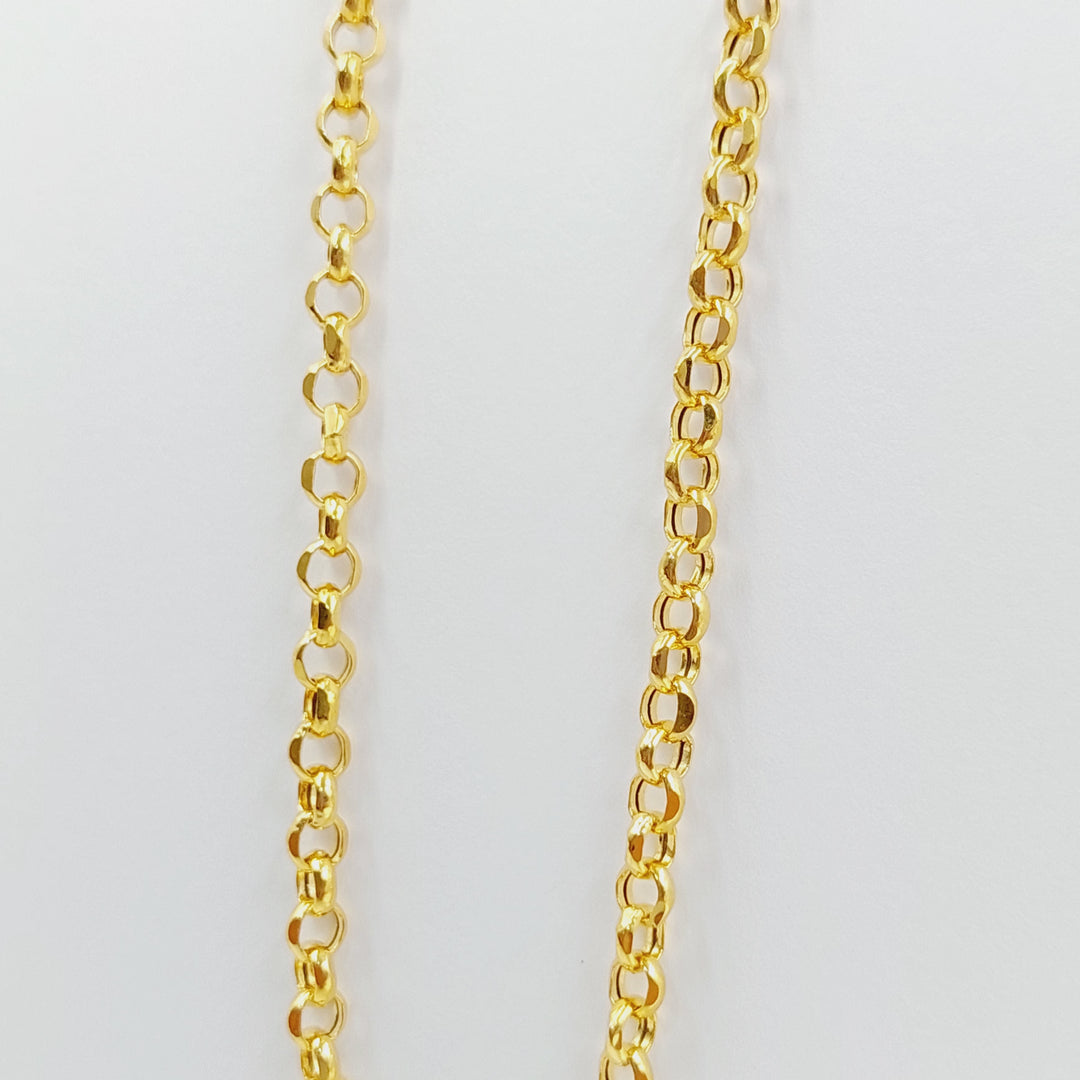 21K Gold 4mm Cable Link Chain 80cm by Saeed Jewelry - Image 2