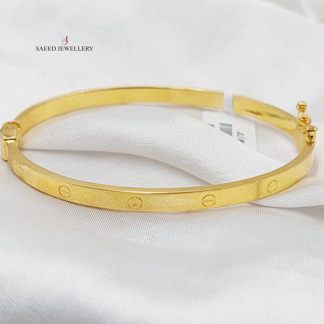 21K Gold 4mm Figaro Bangle Bracelet by Saeed Jewelry - Image 4