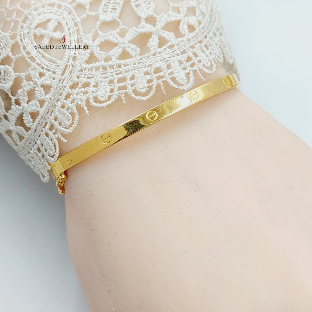 21K Gold 4mm Figaro Bangle Bracelet by Saeed Jewelry - Image 2