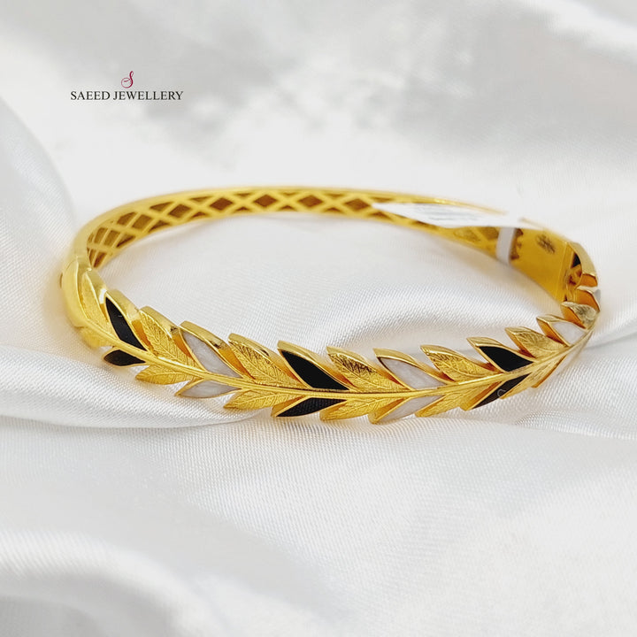 21K Gold Enameled Leaf Bangle Bracelet by Saeed Jewelry - Image 3