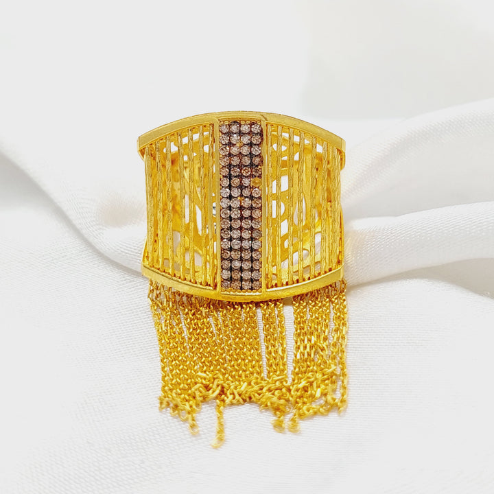 21K Gold Zircon Studded Joy Ring by Saeed Jewelry - Image 2