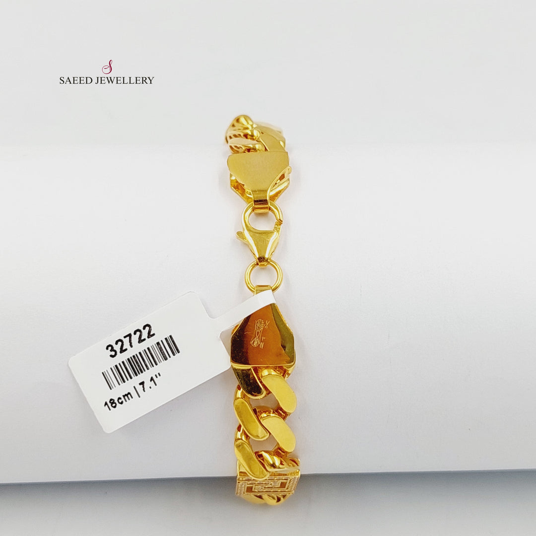 21K Gold Zircon Studded Cuban Links Bracelet by Saeed Jewelry - Image 9