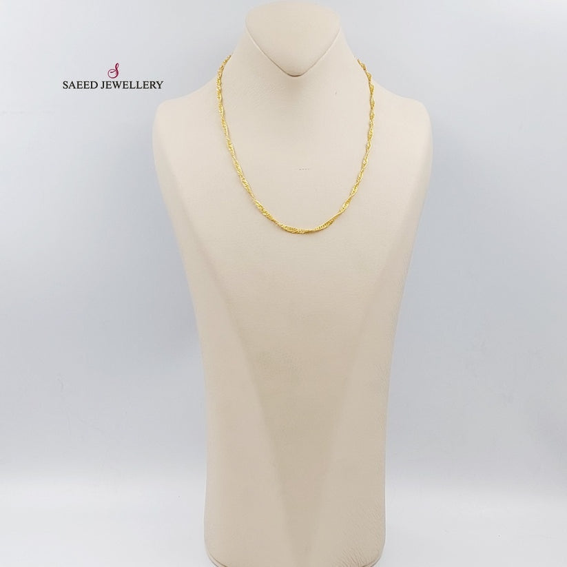 21K Gold 5mm Singapore Chain by Saeed Jewelry - Image 4