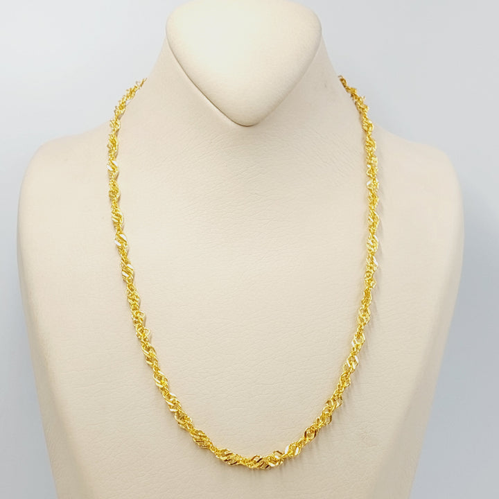 21K Gold 5mm Singapore Chain by Saeed Jewelry - Image 6