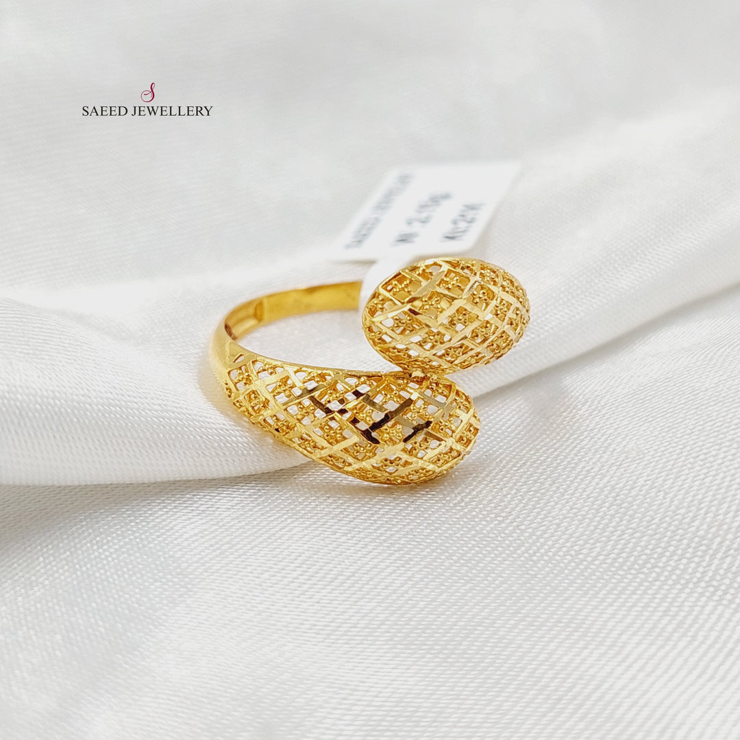 21K Gold Engraved Ring by Saeed Jewelry - Image 2