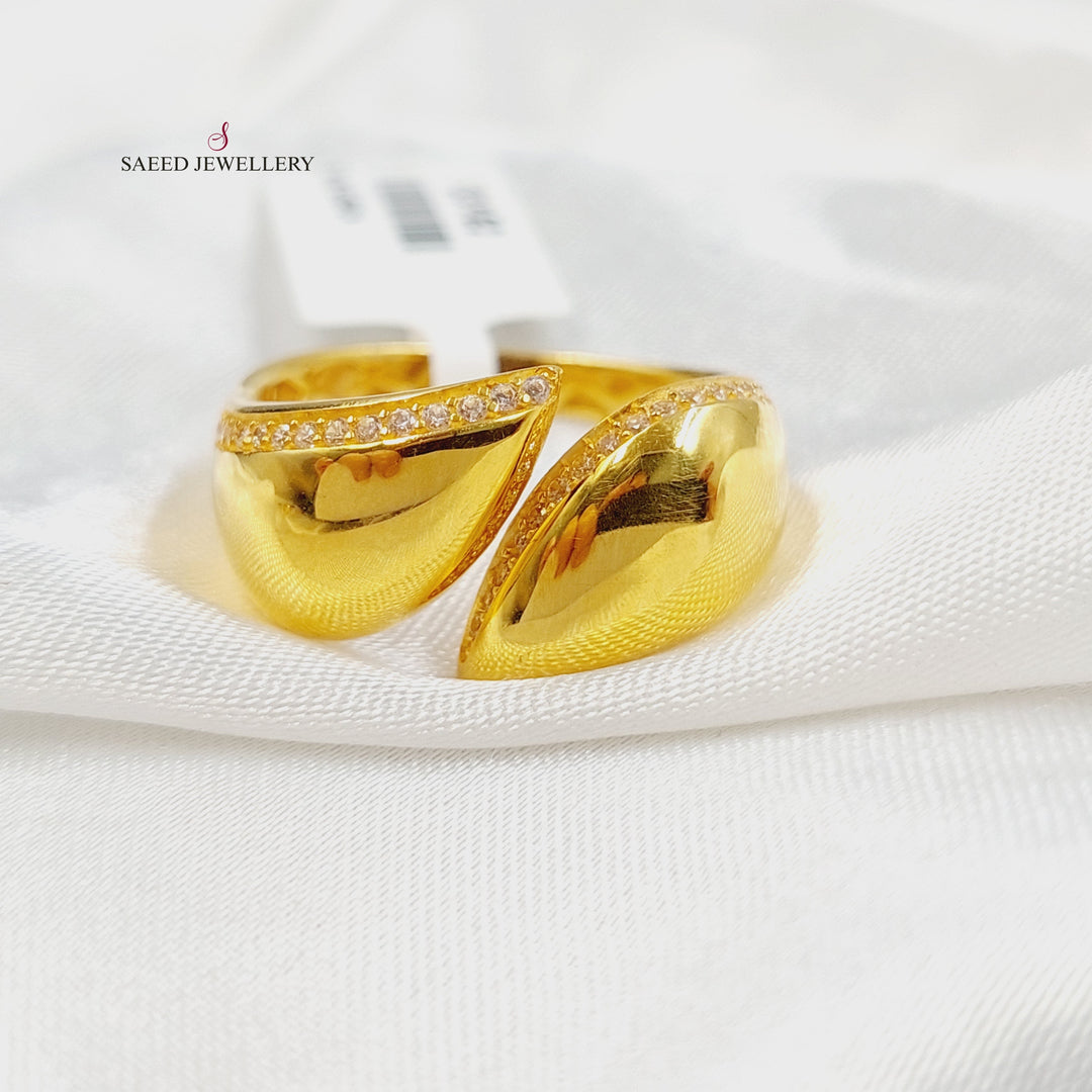 21K Gold Zircon Studded Tears Ring by Saeed Jewelry - Image 1