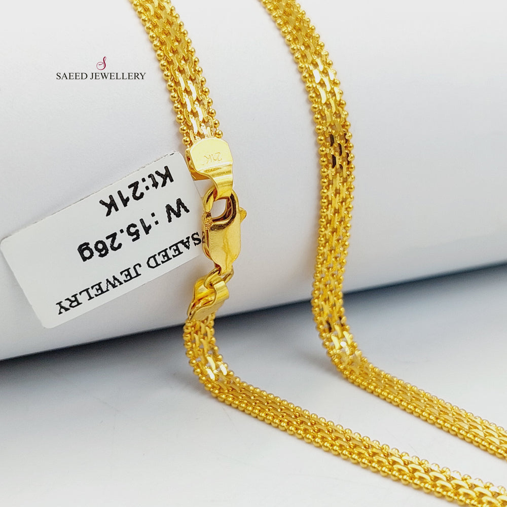 21K Gold 5mm Flat Chain by Saeed Jewelry - Image 2