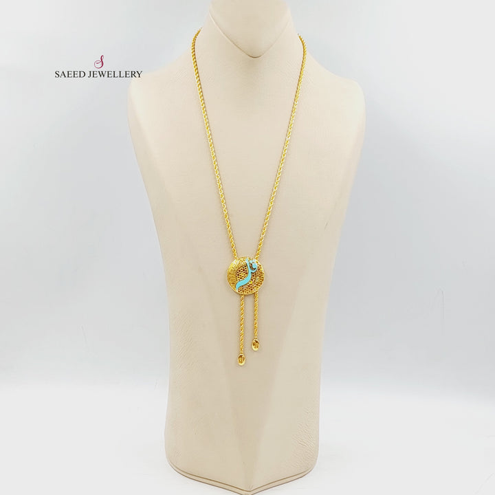 21K Gold Enameled & Zircon Studded Islamic Necklace by Saeed Jewelry - Image 1