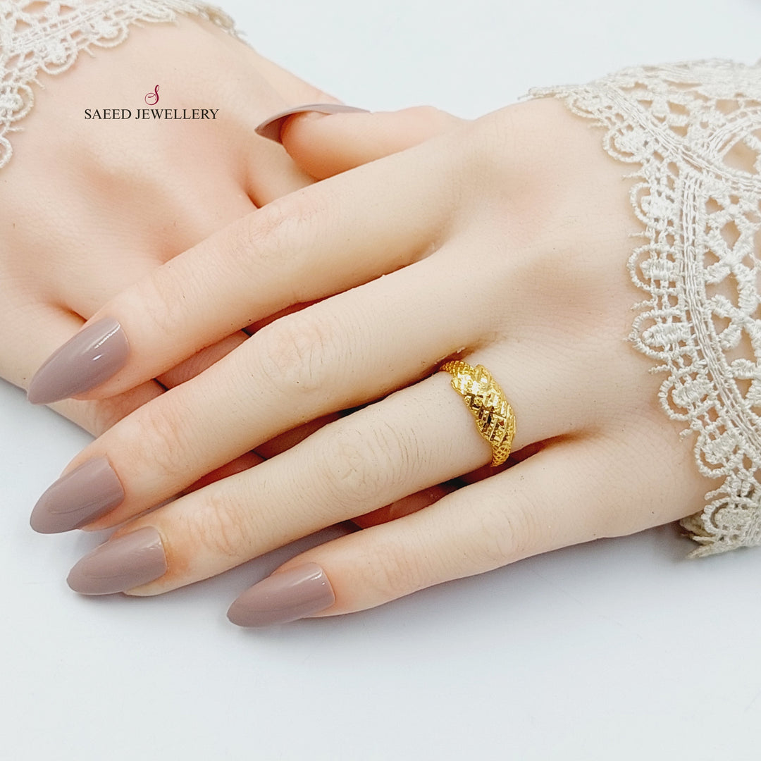 21K Gold Engraved Ring by Saeed Jewelry - Image 4