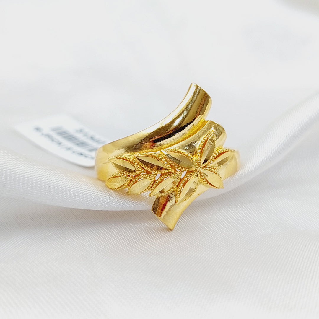 21K Gold Deluxe Leaf Ring by Saeed Jewelry - Image 3