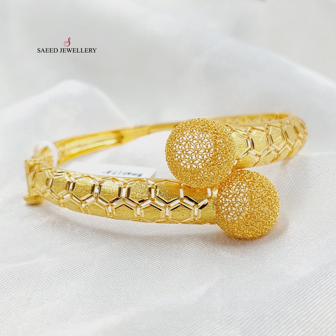 21K Gold Deluxe Balls Bangle Bracelet by Saeed Jewelry - Image 3