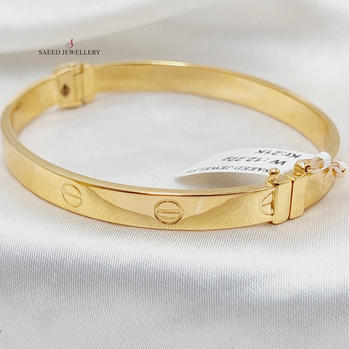 21K Gold 6mm Figaro Bangle Bracelet by Saeed Jewelry - Image 2