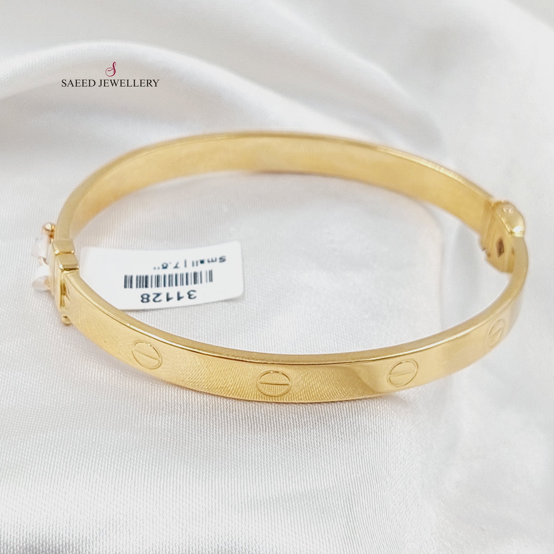 21K Gold 6mm Figaro Bangle Bracelet by Saeed Jewelry - Image 4