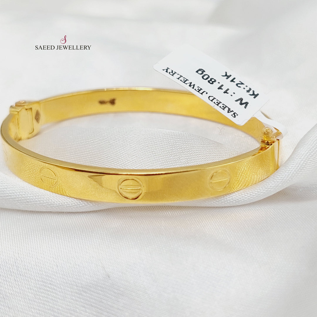 21K Gold 6mm Figaro Bangle Bracelet by Saeed Jewelry - Image 3