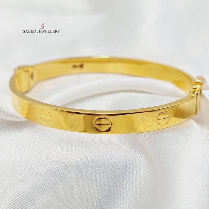 21K Gold 6mm Figaro Bangle Bracelet by Saeed Jewelry - Image 1