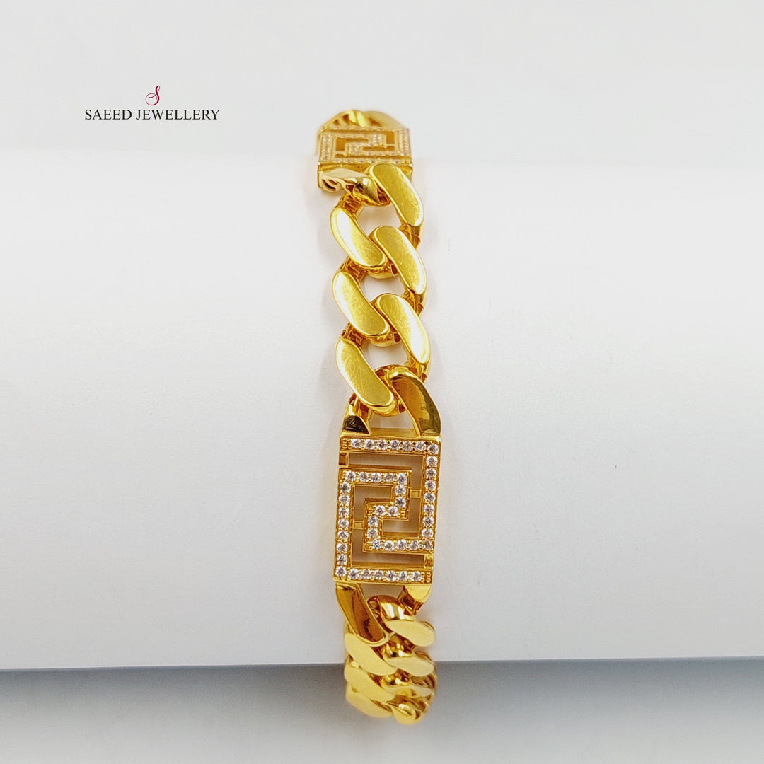 21K Gold Zircon Studded Cuban Links Bracelet by Saeed Jewelry - Image 2