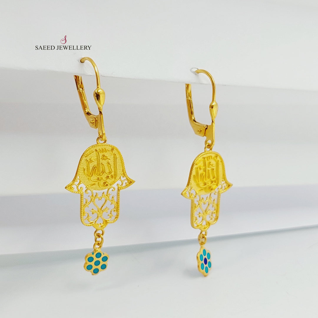 21K Gold Enameled Hand Earrings by Saeed Jewelry - Image 1