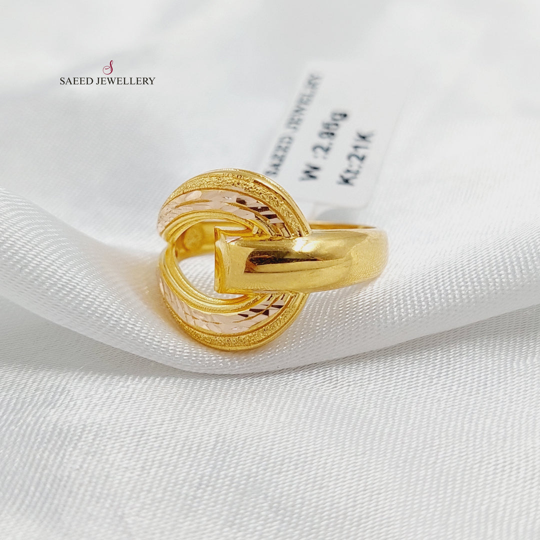 21K Gold Engraved Ring by Saeed Jewelry - Image 2