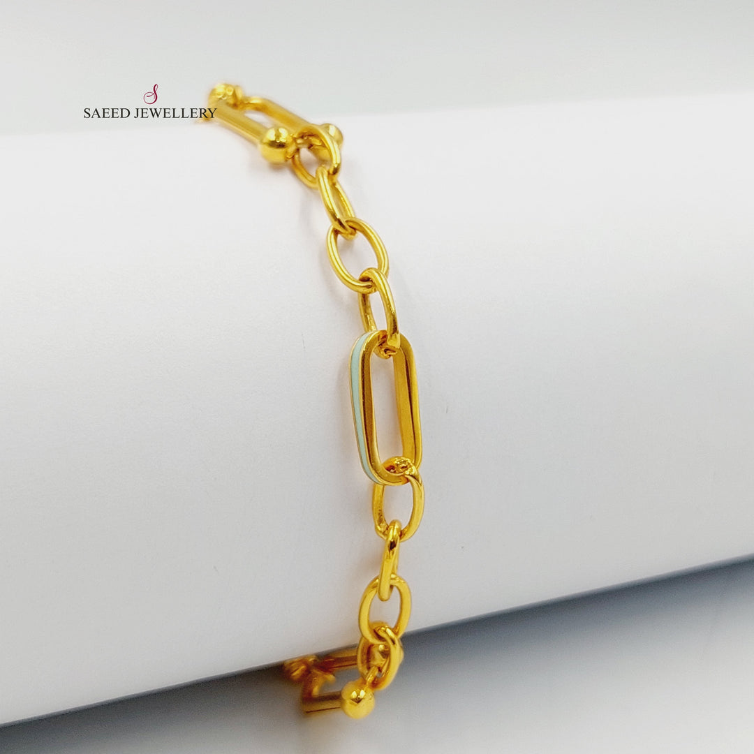 21K Gold Enameled Paperclip Bracelet by Saeed Jewelry - Image 1