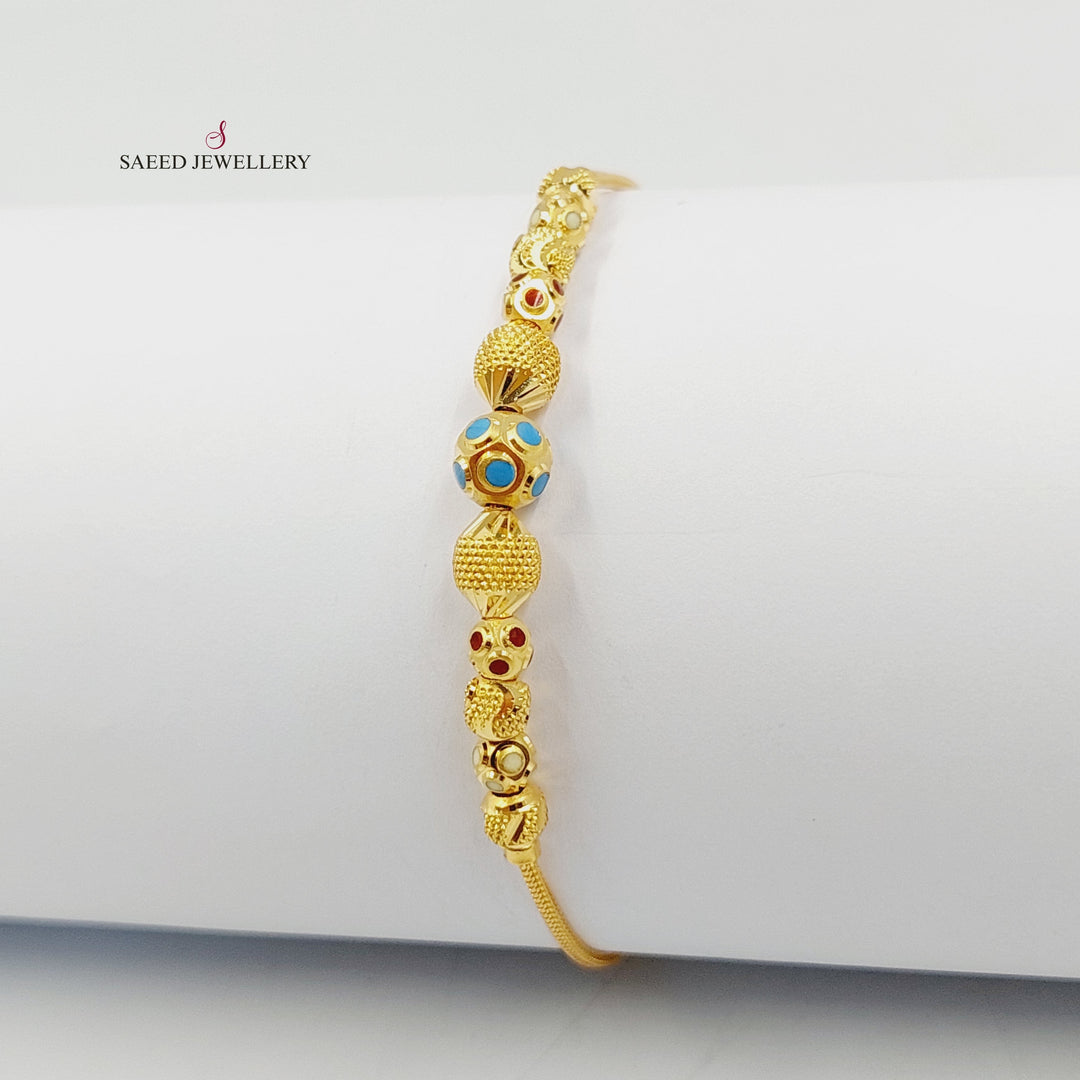 21K Gold Deluxe Balls Bracelet by Saeed Jewelry - Image 3