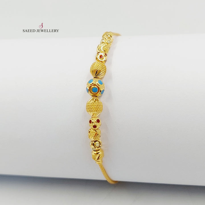 21K Gold Deluxe Balls Bracelet by Saeed Jewelry - Image 3