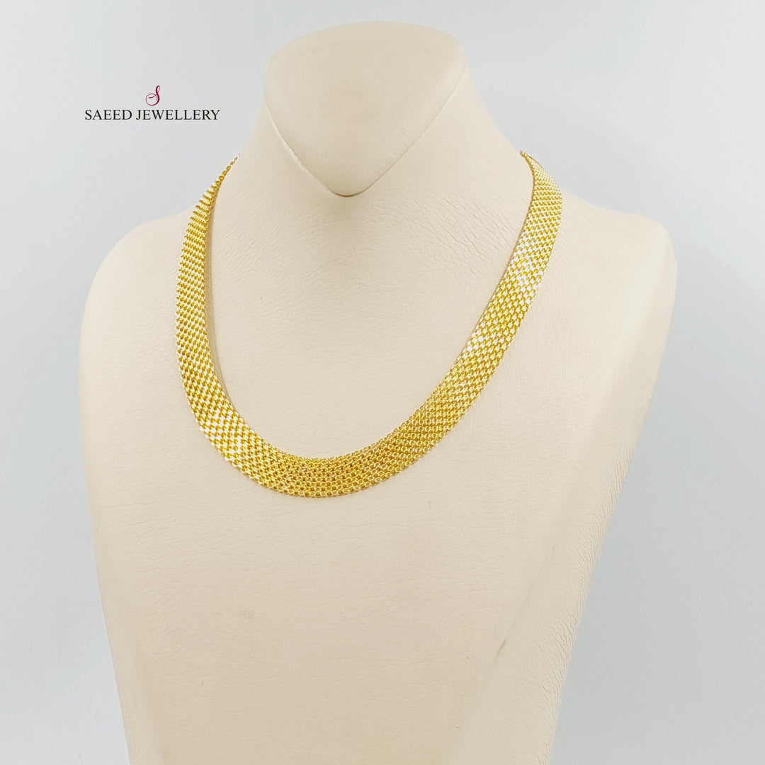 21K Gold Deluxe Flat Necklace 12mm by Saeed Jewelry - Image 3