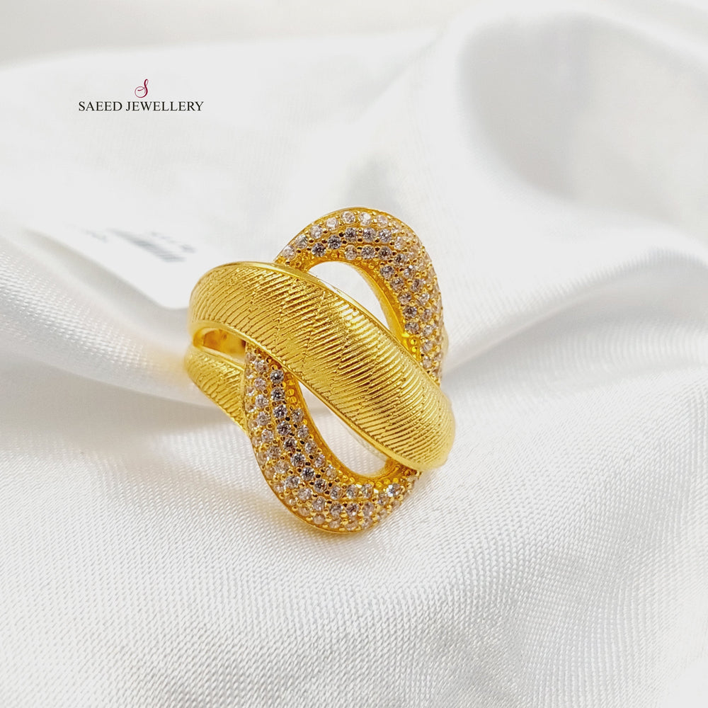 21K Gold Zircon Studded Turkish Ring by Saeed Jewelry - Image 2