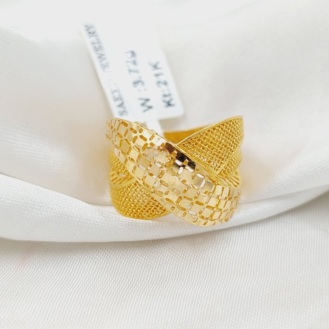 21K Gold Engraved Ring by Saeed Jewelry - Image 2