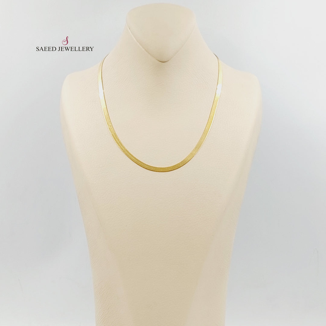 21K Gold 4mm Flat Chain 45cm | 17.7" by Saeed Jewelry - Image 2