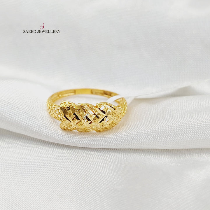 21K Gold Engraved Ring by Saeed Jewelry - Image 1