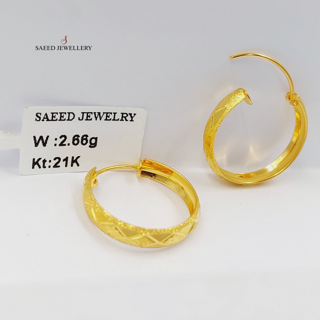 21K Gold Hoop Earrings by Saeed Jewelry - Image 3