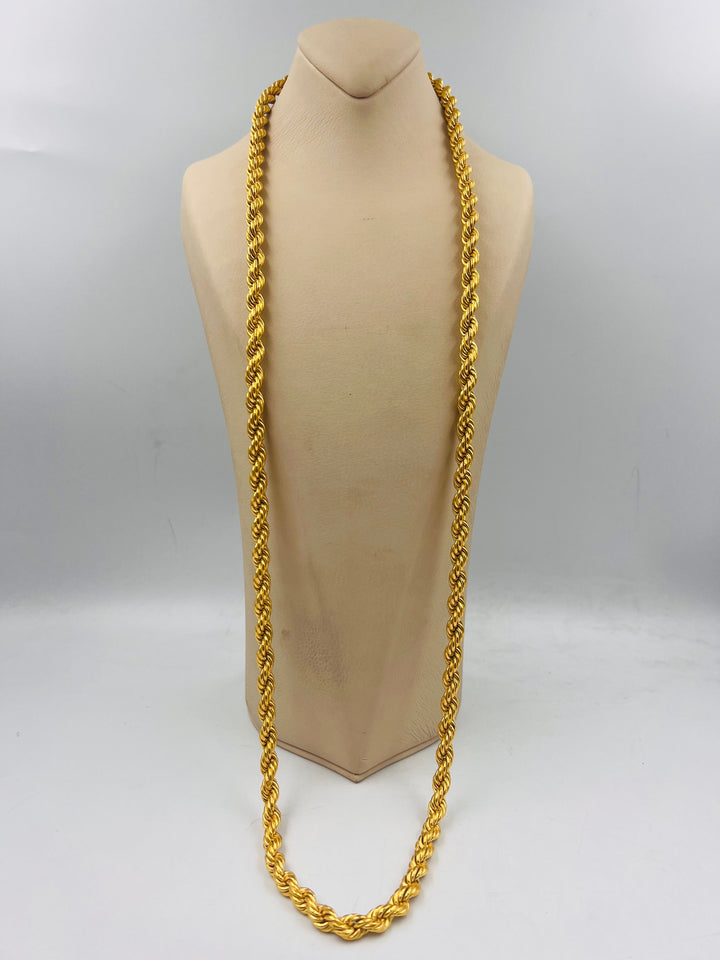 21K Gold 8mm Rope Chain 100cm by Saeed Jewelry - Image 1