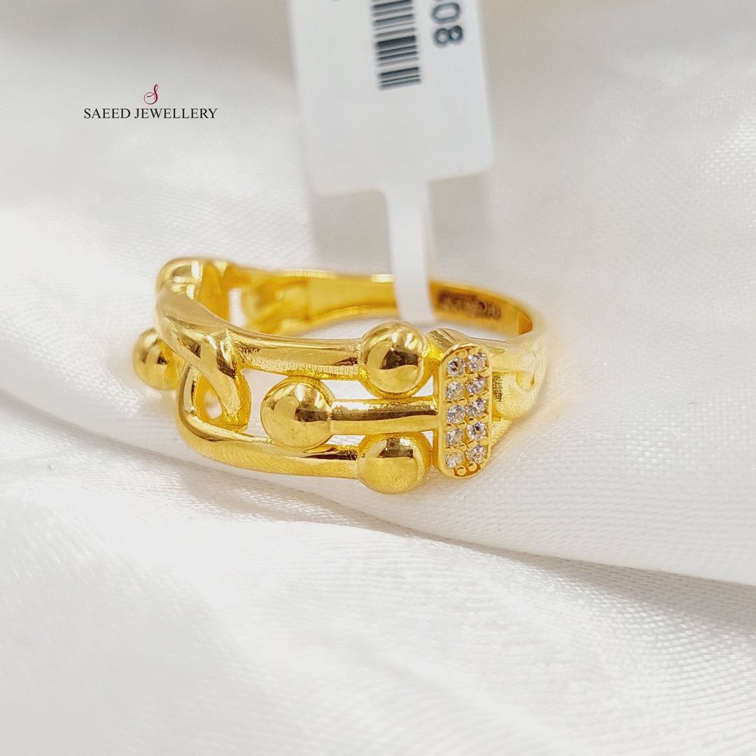 21K Gold Zircon Studded Paperclip Ring by Saeed Jewelry - Image 2