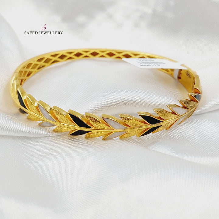 21K Gold Enameled Leaf Bangle Bracelet by Saeed Jewelry - Image 1