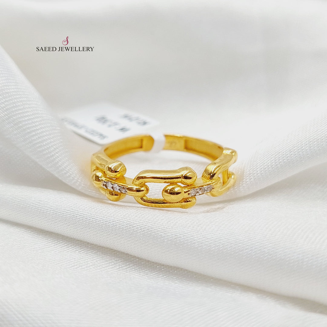 21K Gold Zircon Studded Paperclip Ring by Saeed Jewelry - Image 4