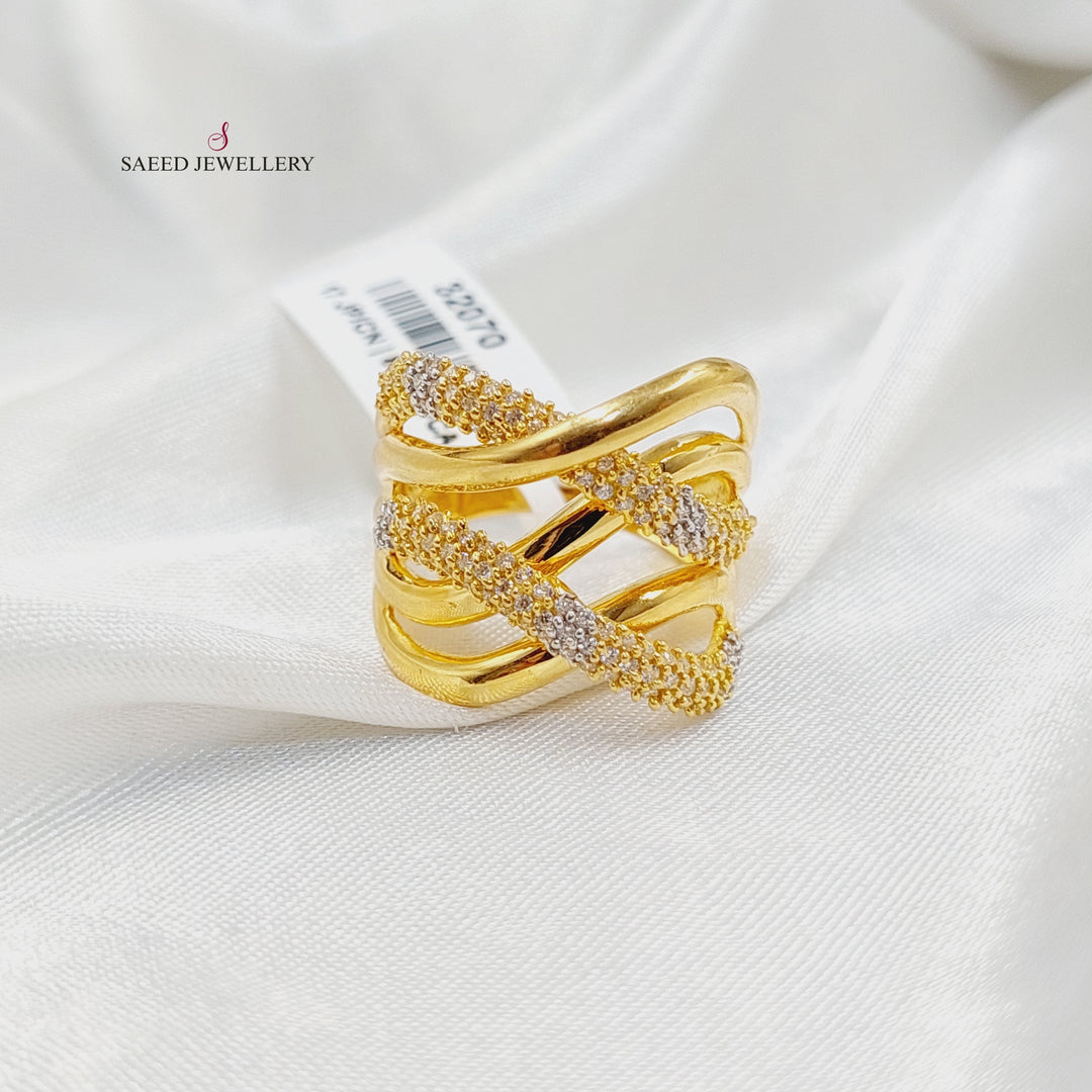 21K Gold Zircon Studded Deluxe Ring by Saeed Jewelry - Image 1