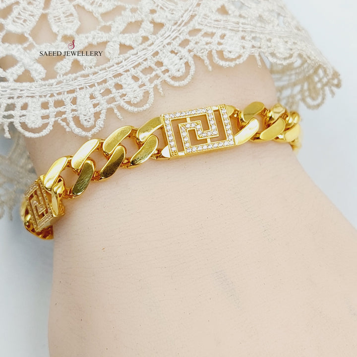 21K Gold Zircon Studded Cuban Links Bracelet by Saeed Jewelry - Image 5