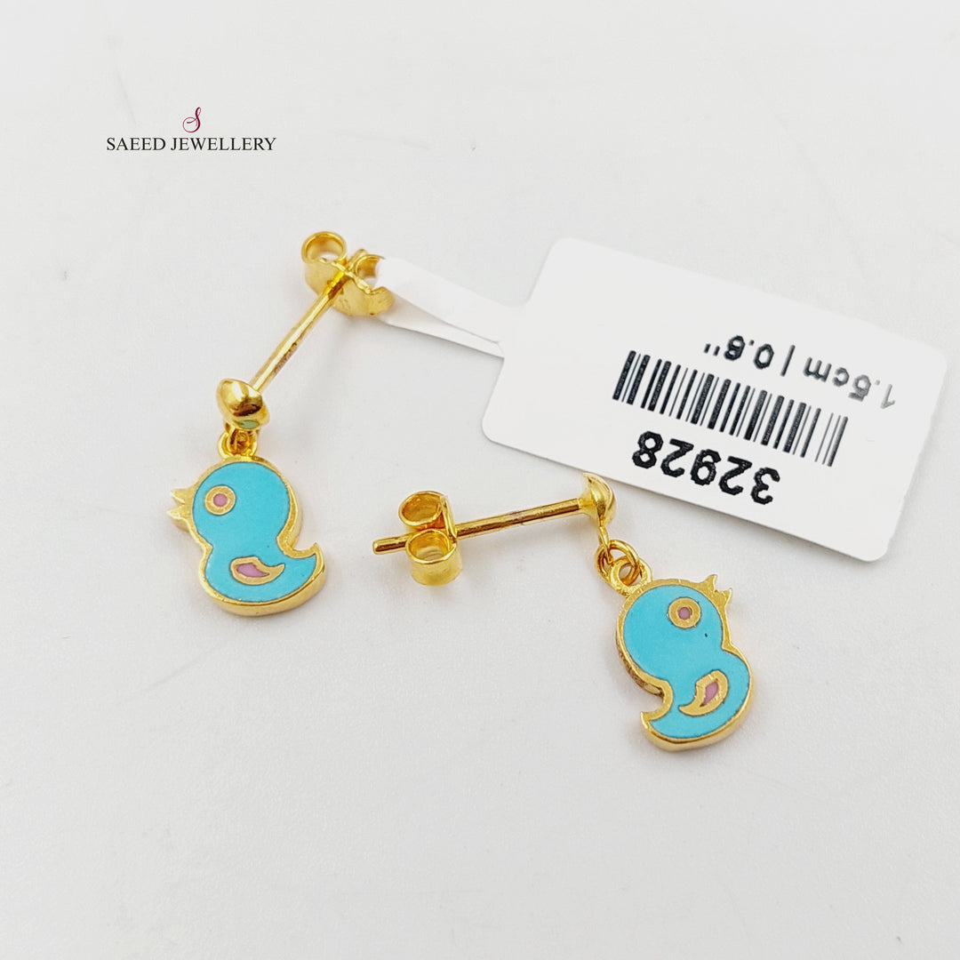 21K Gold Enameled Screw Earrings by Saeed Jewelry - Image 1