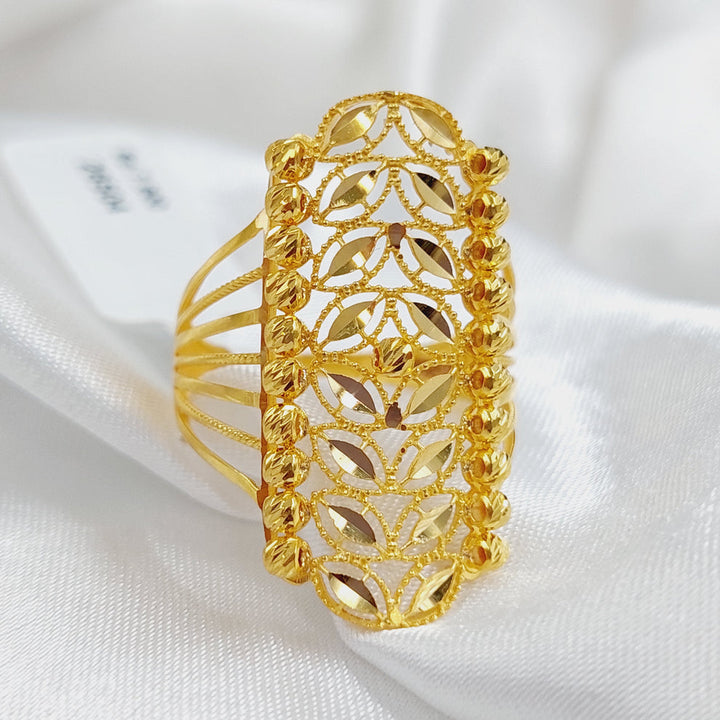 21K Gold Zircon Studded Rhombus Ring by Saeed Jewelry - Image 6