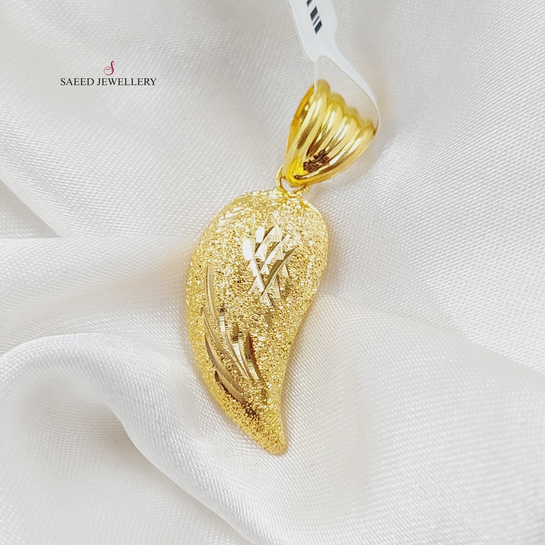 21K Gold Almond Pendant by Saeed Jewelry - Image 3