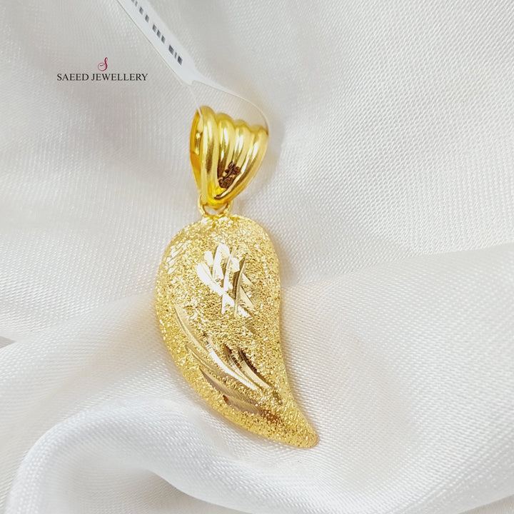 21K Gold Almond Pendant by Saeed Jewelry - Image 5