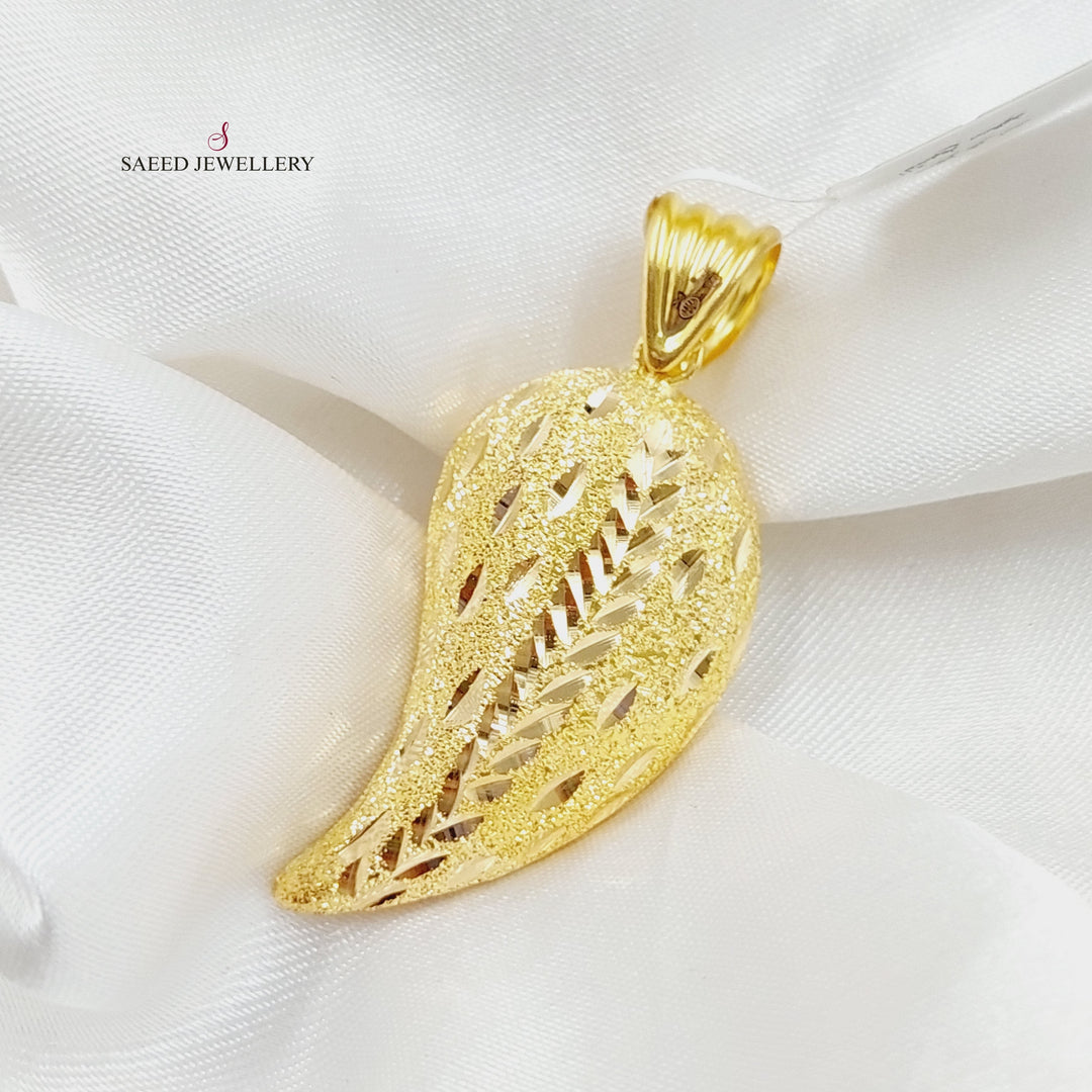 21K Gold Almond Pendant by Saeed Jewelry - Image 3