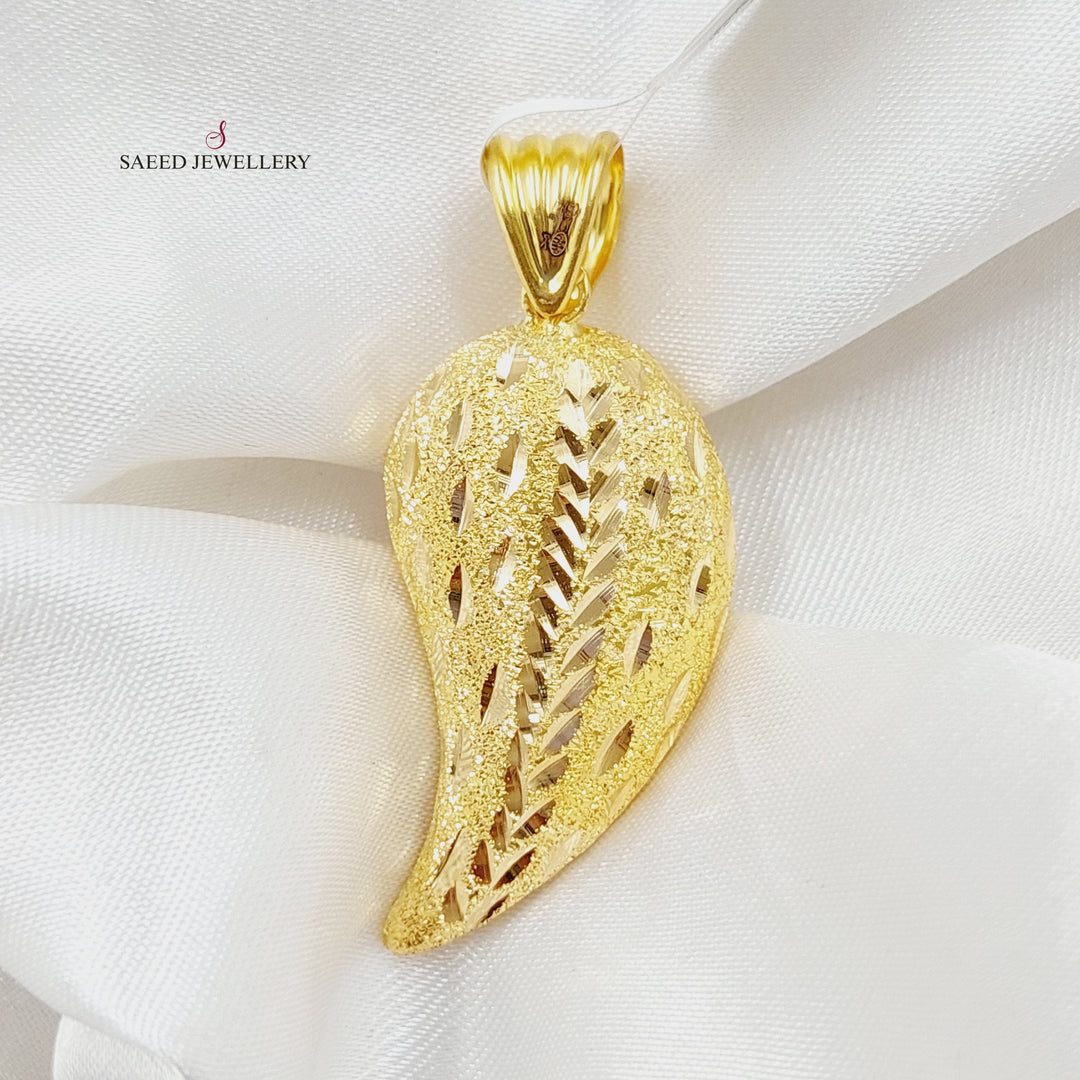 21K Gold Almond Pendant by Saeed Jewelry - Image 4