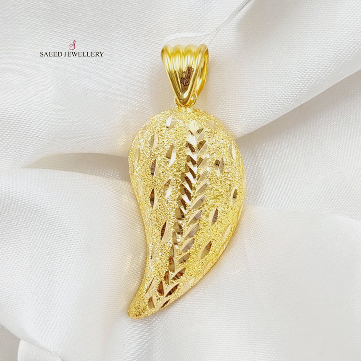 21K Gold Almond Pendant by Saeed Jewelry - Image 7